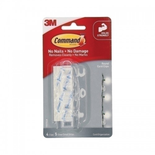 3M Command Damage Free Cord Clips Small Clear Pack Of 4 - Office Depot