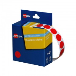 Avery Red Dispenser Dot Stickers - 14 mm - 1050 Labels - 1 Roll