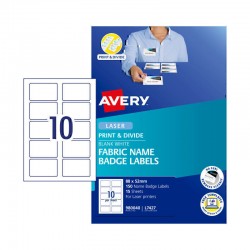 Avery Laser Fabric Name Badge Labels L7427 10Up - Pack of 15