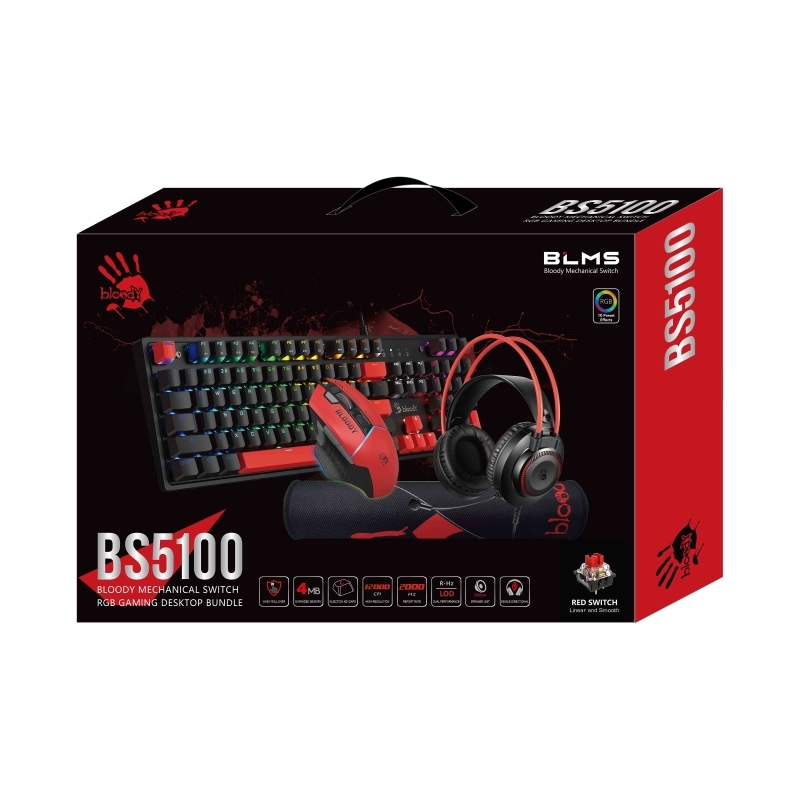 Bloody BS5100 Gaming Starter Kit - Keyboard Mouse Mousepad Headset