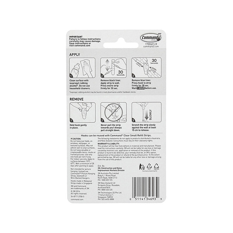 Command 17006CLR Mini Clear Hooks 6-Pack - Box of 6