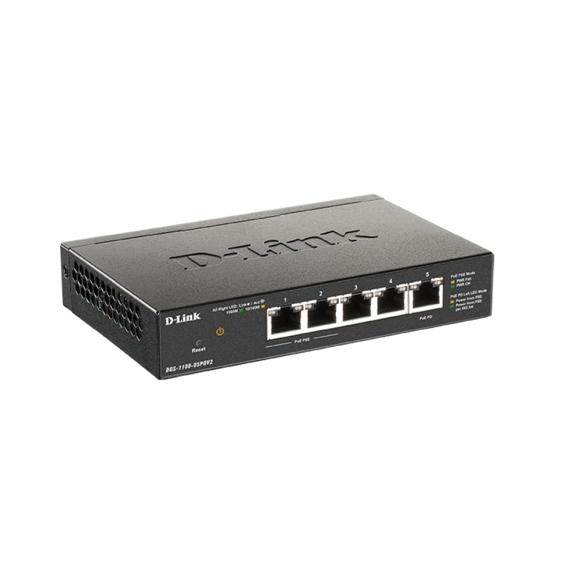 D-Link DGS-1100-05PDV2 5-Port Gigabit PoE-Powered Smart Managed Switch