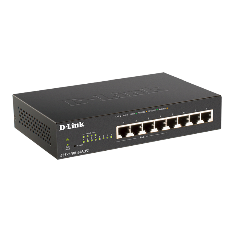 D-Link 8-Port Gigabit Smart Managed PoE Switch with 4 PoE Ports