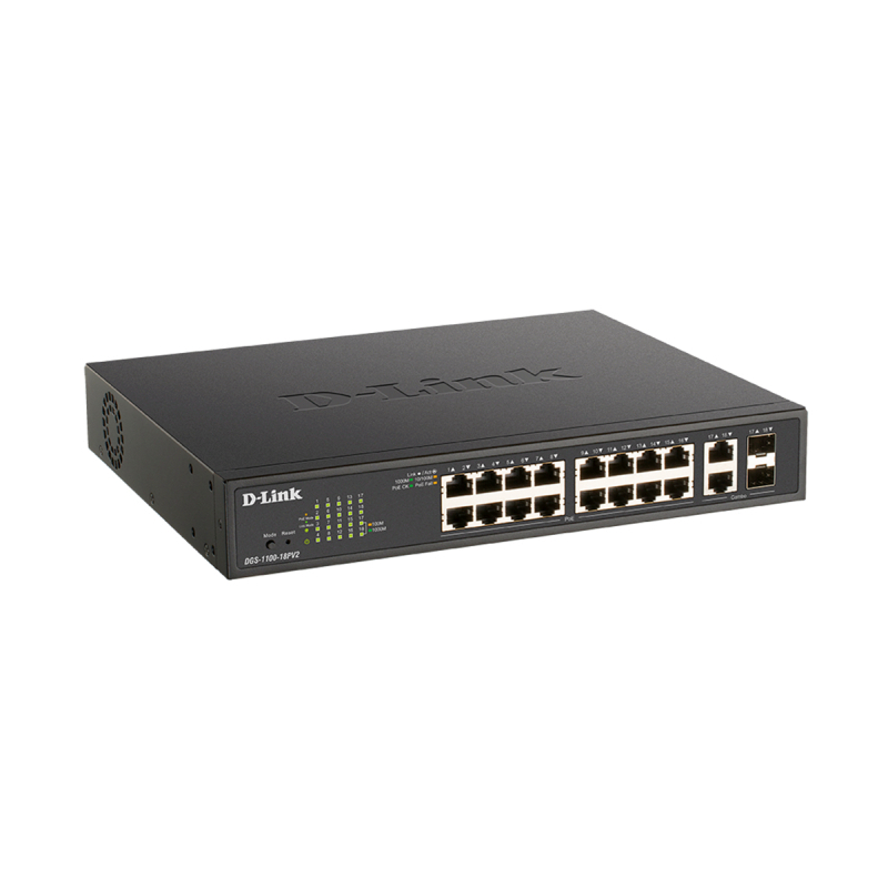 D-Link 18-Port Gigabit Smart Managed PoE Switch with 16 PoE Ports