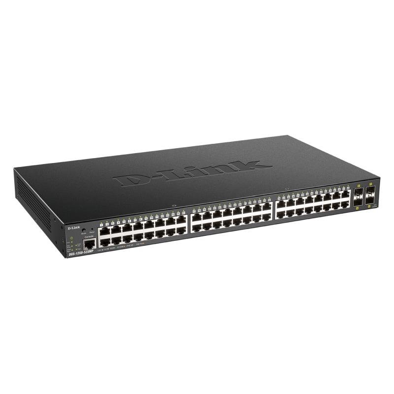 D-Link 52-Port Gigabit Smart Managed PoE Switch with 48 RJ45 and 4 SFP+ 10G Ports