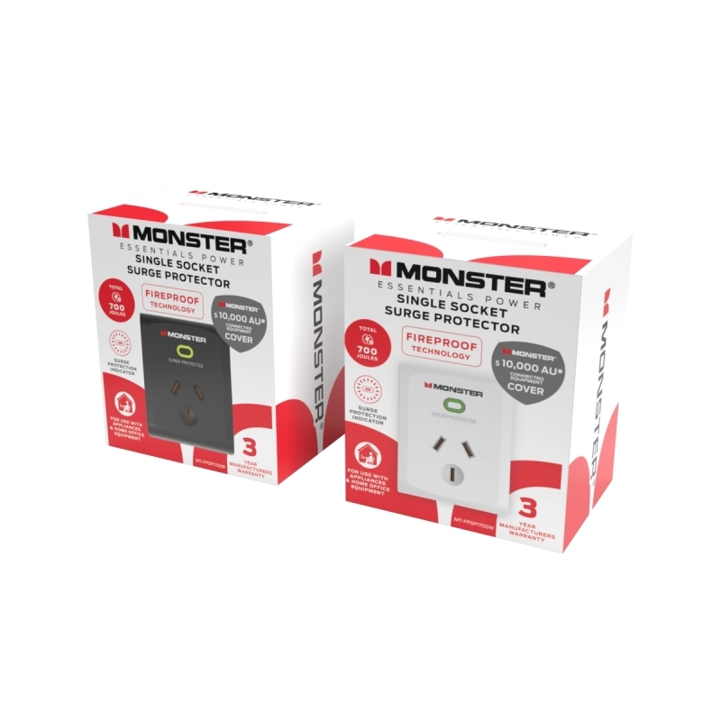 Monster Single Socket Surge Protector - Black