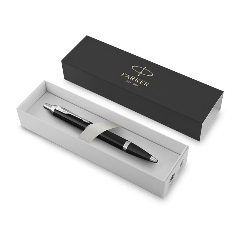 Parker IM Black Chrome Trim Ballpoint Pen Medium Blue