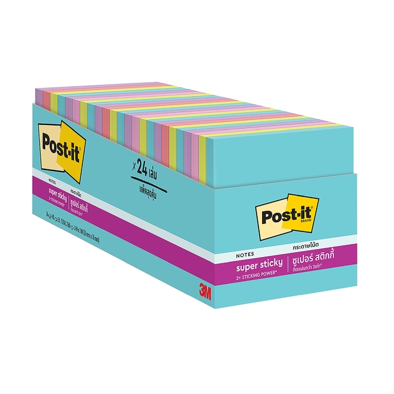 Post-It 654-24SSMIA Super Sticky Notes - Pack of 24