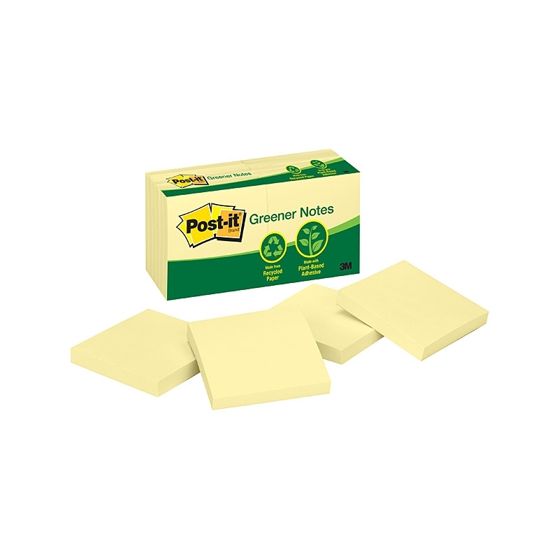 Post-It Greener Notes Canary Yellow 76 x 76mm 12-Pack