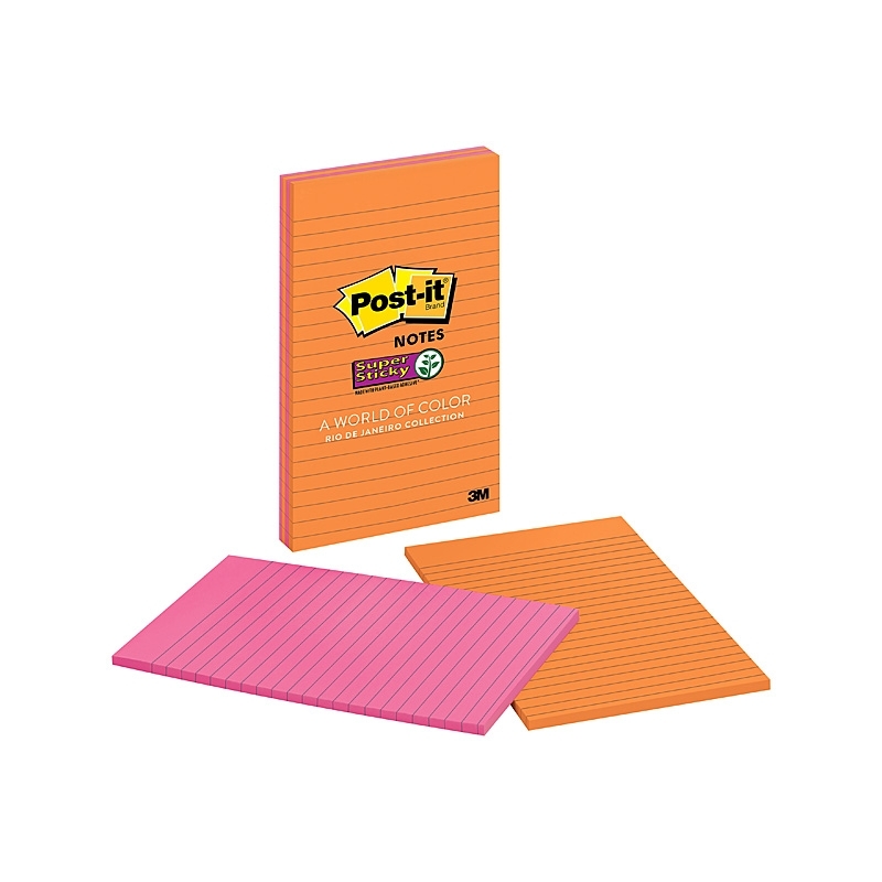 Post-It Lined Super Sticky Notes Rio De Janeiro 127 x 203mm 4-Pack