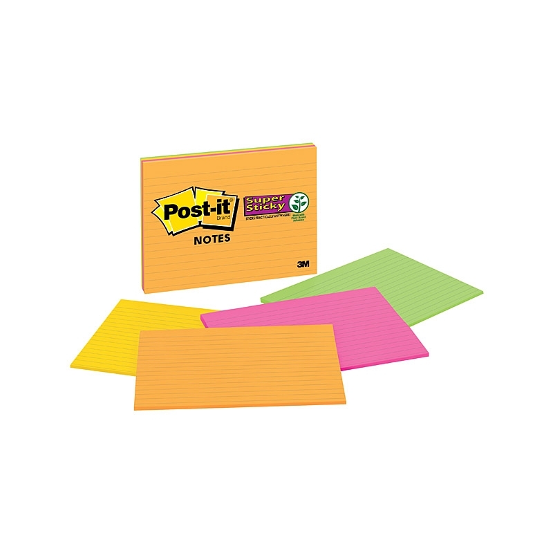 Post-It Lined Super Sticky Notes Rio De Janeiro 203 x 152mm 4-Pack