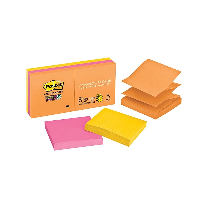 Post-It Super Sticky Pop-up Notes Rio De Janeiro 76 x 76mm 6-Pack