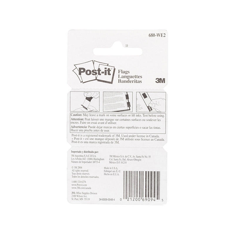 Post-It Flags White 25 x 43mm 2-Pack - Box of 6