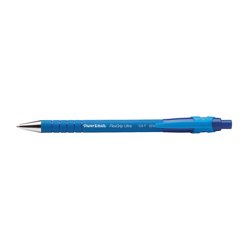 Paper Mate Flex Grip Retractable Ballpen 0.8mm Blue - Box of 12