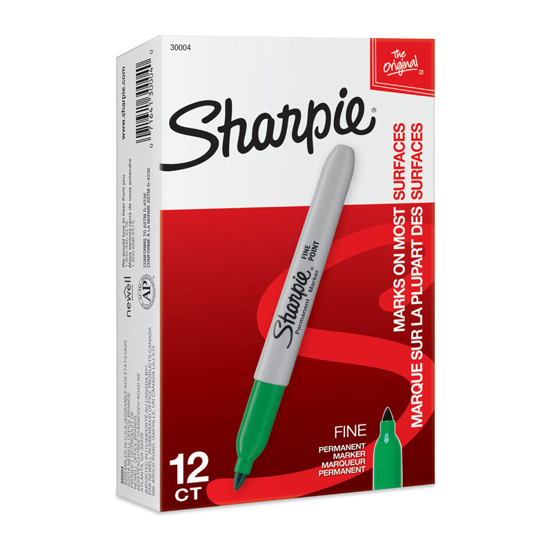 Sharpie Permanent Marker Fine Point Green - Box of 12