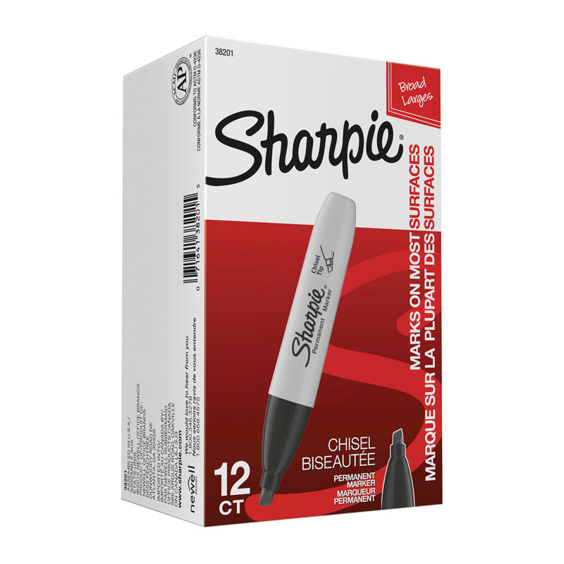 Sharpie Chisel Tip Permanent Marker Black - Box of 12