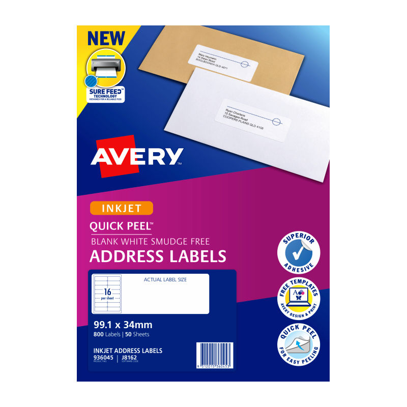 Avery Label J8162M 16Up - Pack of 50