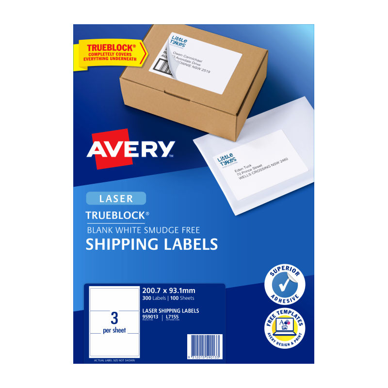 Avery Laser Label L7155 3Up - Pack of 100