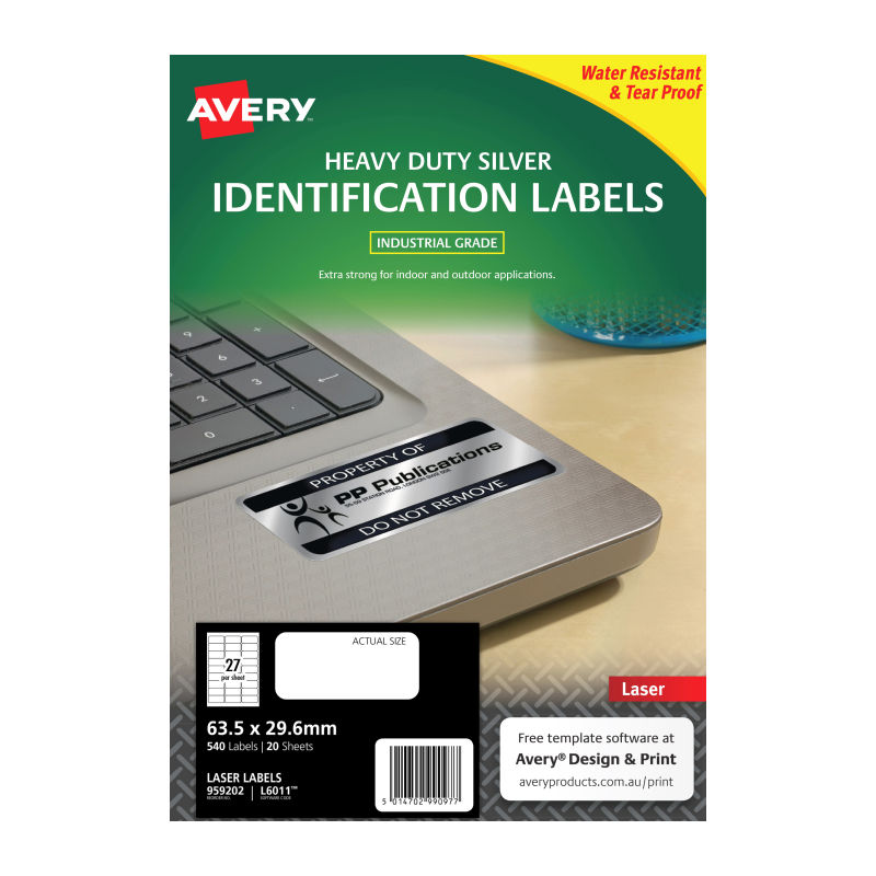 Avery Laser Label L6011 27Up - Pack of t20