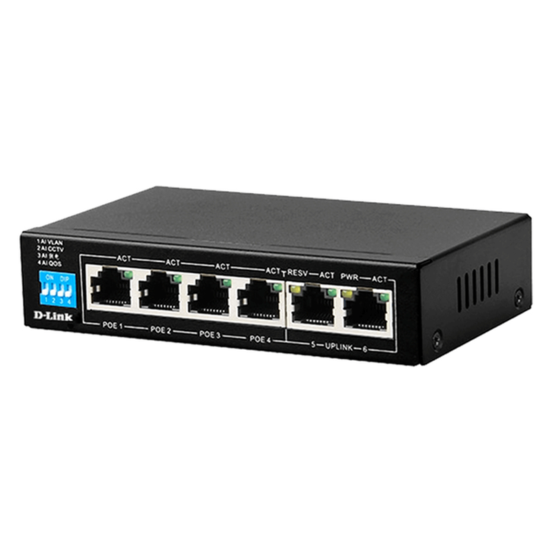 D-Link 6-Port PoE Switch with 4 Long Reach 250m PoE Ports