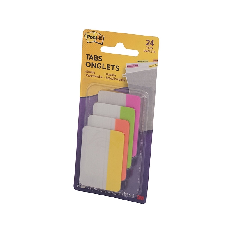 Post-It 686-PLOY3IN Filing Tabs - Pink Green Orange Yellow 75 x 38mm - Pack of 144