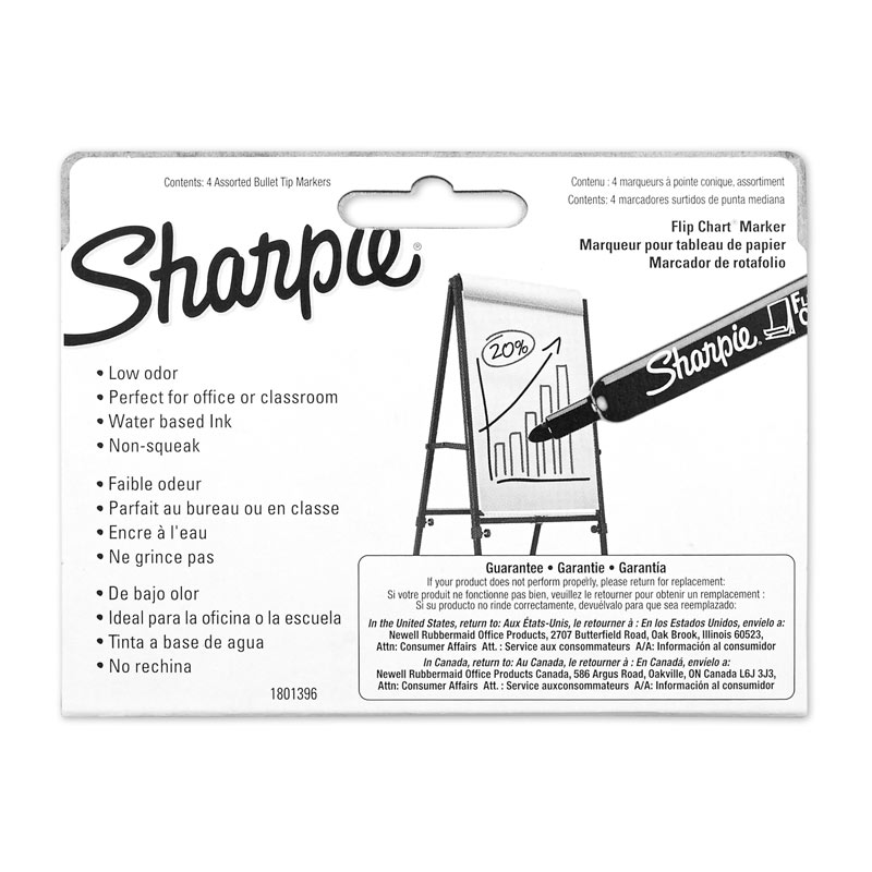 Sharpie Flip Chart Markers, Assorted Colors, 4 Per Pack, 3 Packs