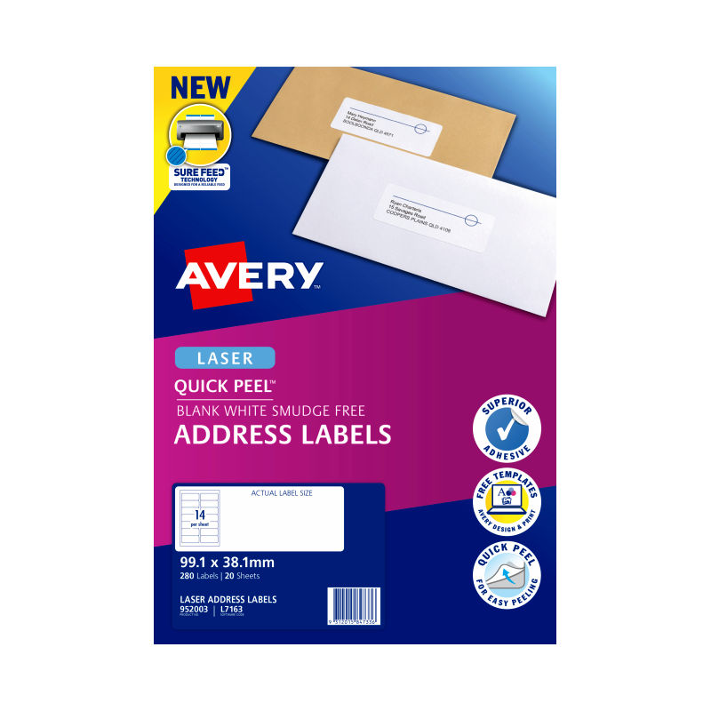 Avery Laser Label L7163 14Up - Pack of 20 | Ink Depot