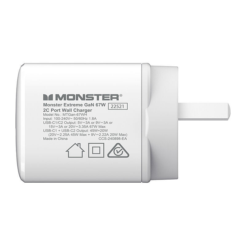 Monster Extreme GaN 67W 2C Port Wall Charger