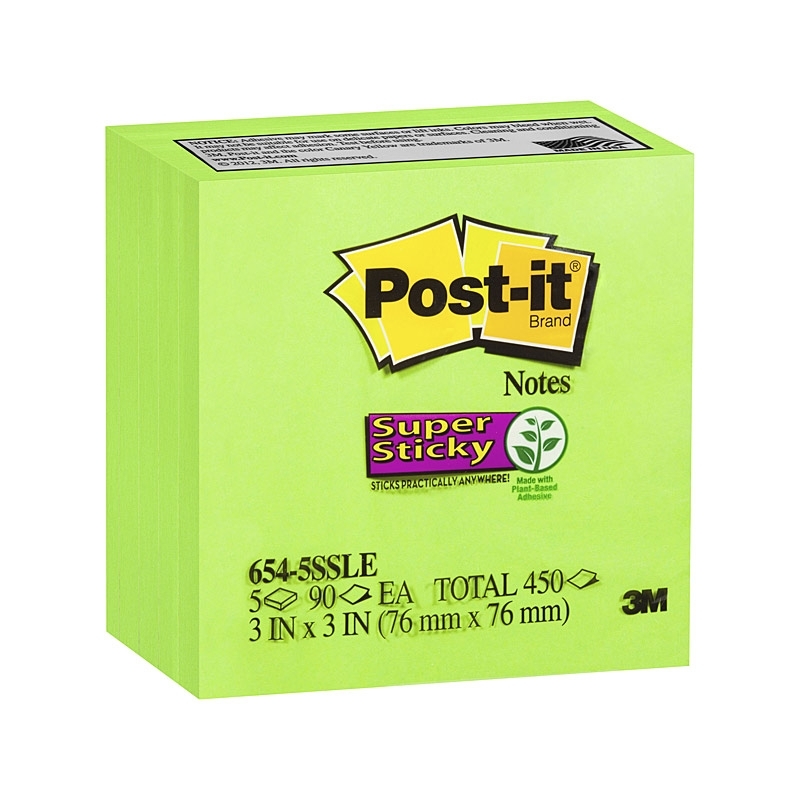 Post-It Super Sticky Notes Limeade 76 x 76mm 5-Pack - Box of 4