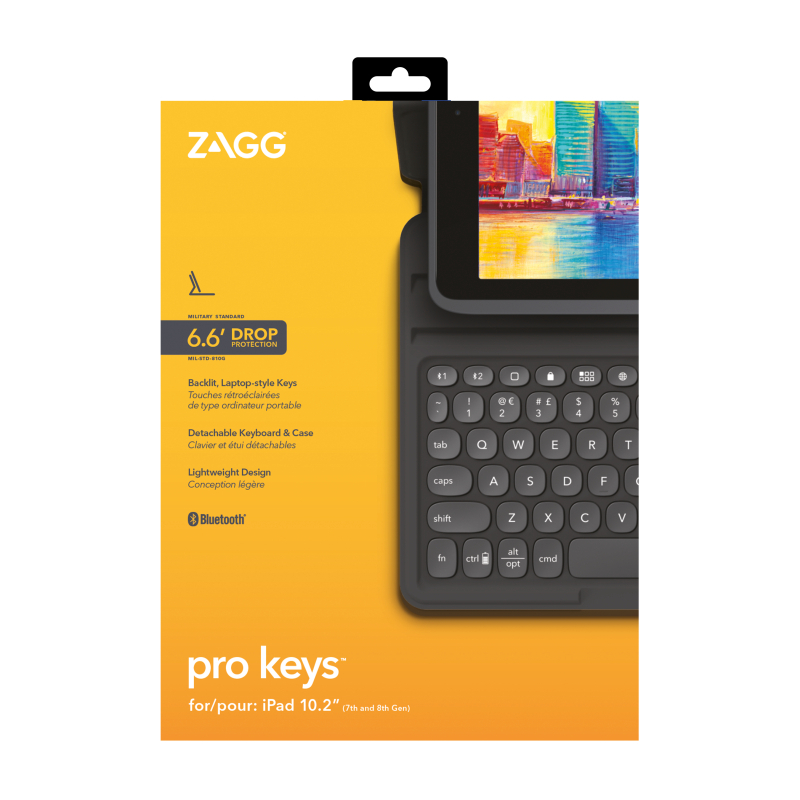 ZAGG Pro Keys Wireless Keyboard & Detachable Case for IPad 10.2 - 7th / 8th Gen