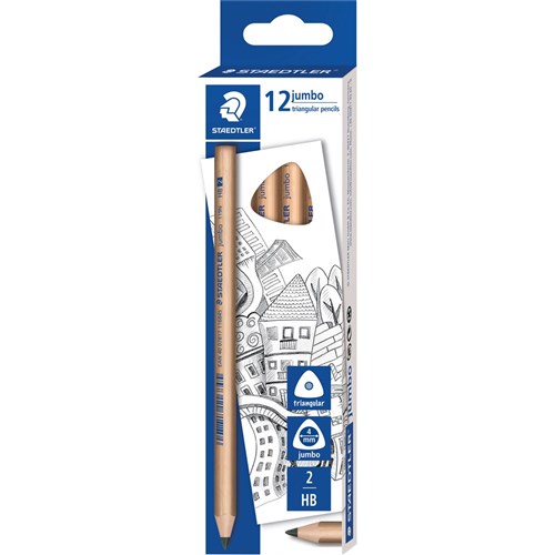 Staedtler Natural Jumbo Triangular HB Pencils - Box of 12