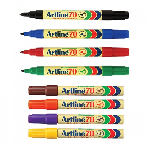 Artline 70 Permanent Marker 1.5mm Bullet Tip Assorted Colours - Box of 12