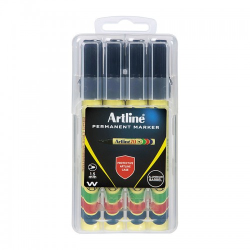 Artline 70 Permanent Marker Black Hard Case - Pack of 4