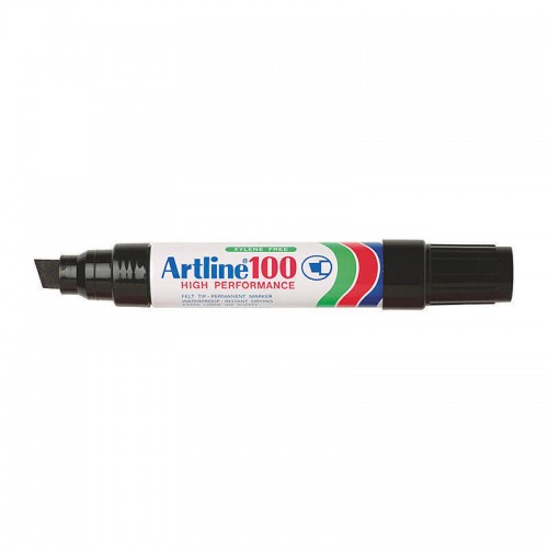 Artline 100 Permanent Marker 12mm Chisel Tip Black - Box of 6