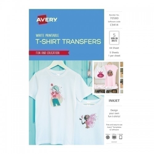 Avery T-Shirt Transfer White - Pack of 5