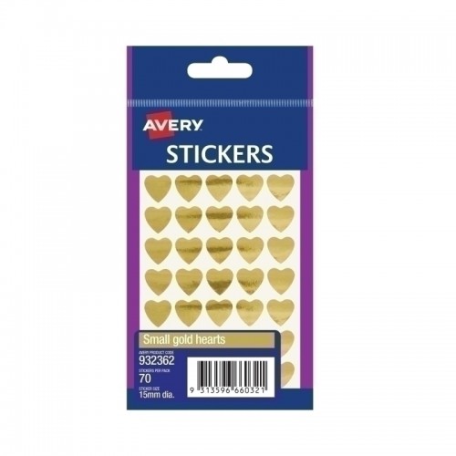 Avery Gold Heart 15mm - Pack of 70 - Box of 10