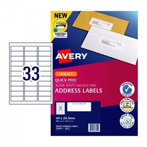 Avery Label J8157 33Up 64X24.3 - Pack of 25