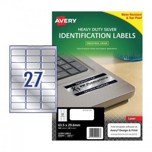 Avery Laser Label L6011 27Up - Pack of t20