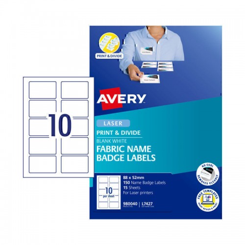 Avery Laser Fabric Name Badge L7427 10Up - Pack of 15