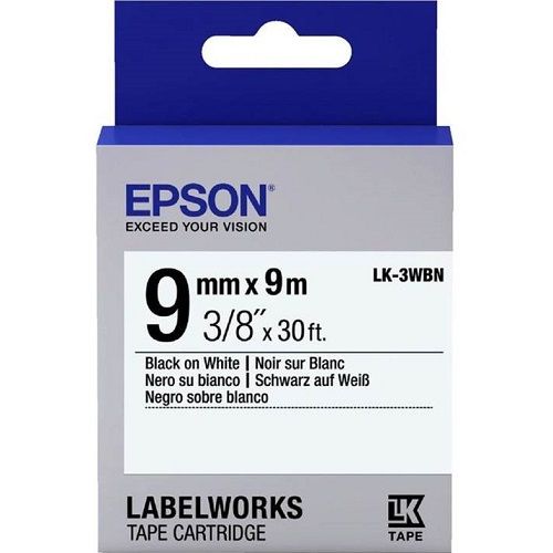 Epson C53S653101 Black on White (LK-3WBN) Label Tape