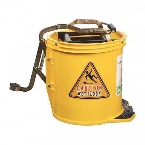 CleanLink Heavy Duty Mop Bucket Metal Wringer 16L Yellow