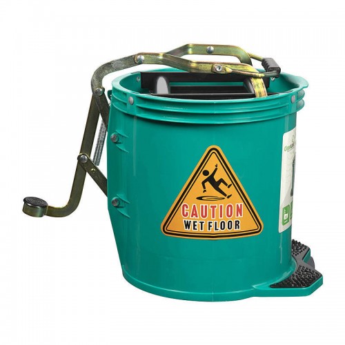 CleanLink Heavy Duty Mop Bucket Metal Wringer 16L Green