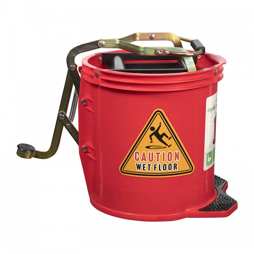 CleanLink Heavy Duty Mop Bucket Metal Wringer 16L Red