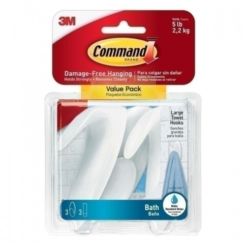 Command BATH17-3ES Large Towel Hooks - Pack of 18