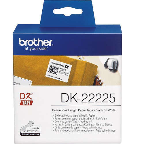 Brother DK-22225 Black on White Label Tape