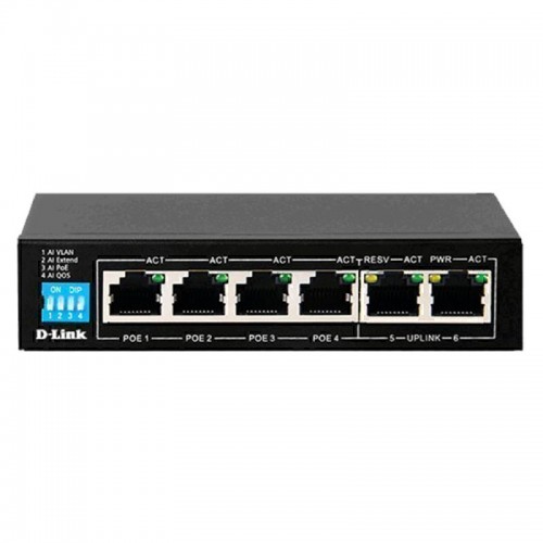 D-Link 6-Port PoE Switch with 4 Long Reach 250m PoE Ports