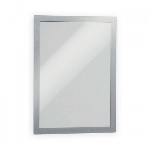 Durable Duraframe Self-Adhesive Sign Holder A4 Silver - Pack of 2