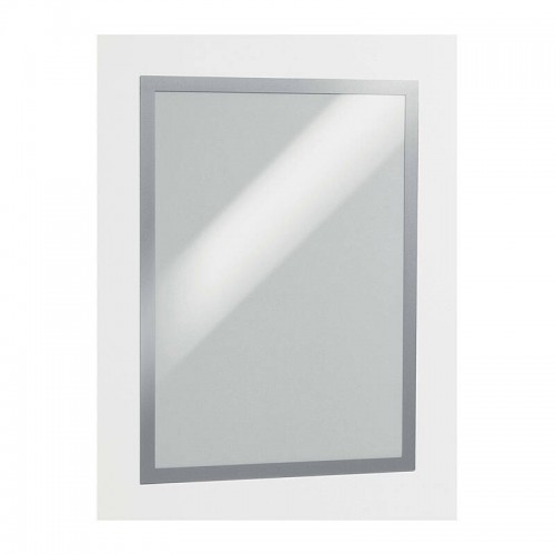 Durable Duraframe Self-Adhesive Sign Holder A3 Silver - Pack of 2