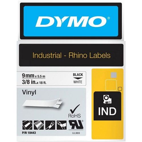 DYMO 18443 Black on White Label Tape