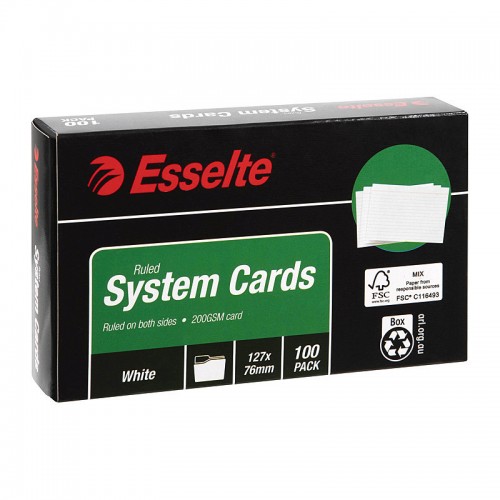 Esselte System Cards 127 x 76mm (5 x 3) White - Pack of 100